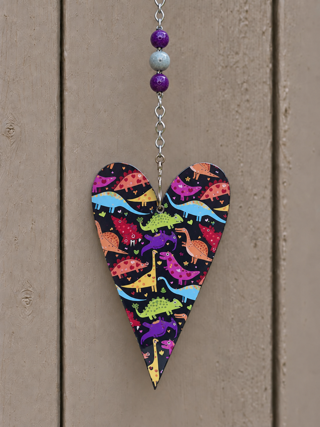 Colorful Dinosaur Garden Heart