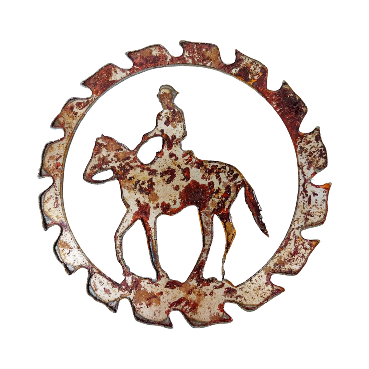Horse and Rider Rusted Metal Cutouts – Set of 4