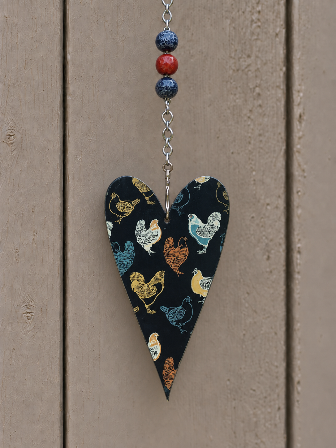 Farmhouse Chickens Garden Heart