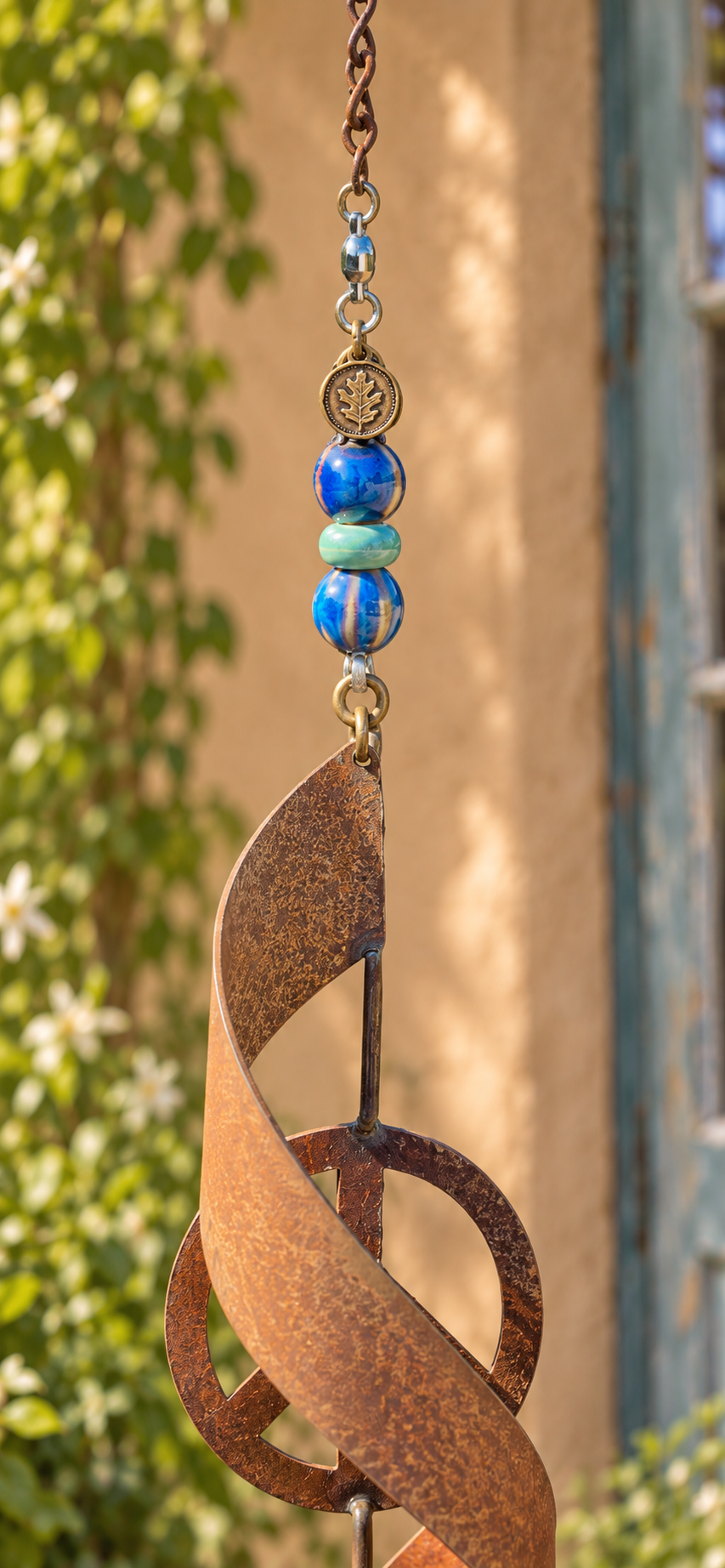 Twisted Peace Garden Hanger – Blue Ceramic Beads