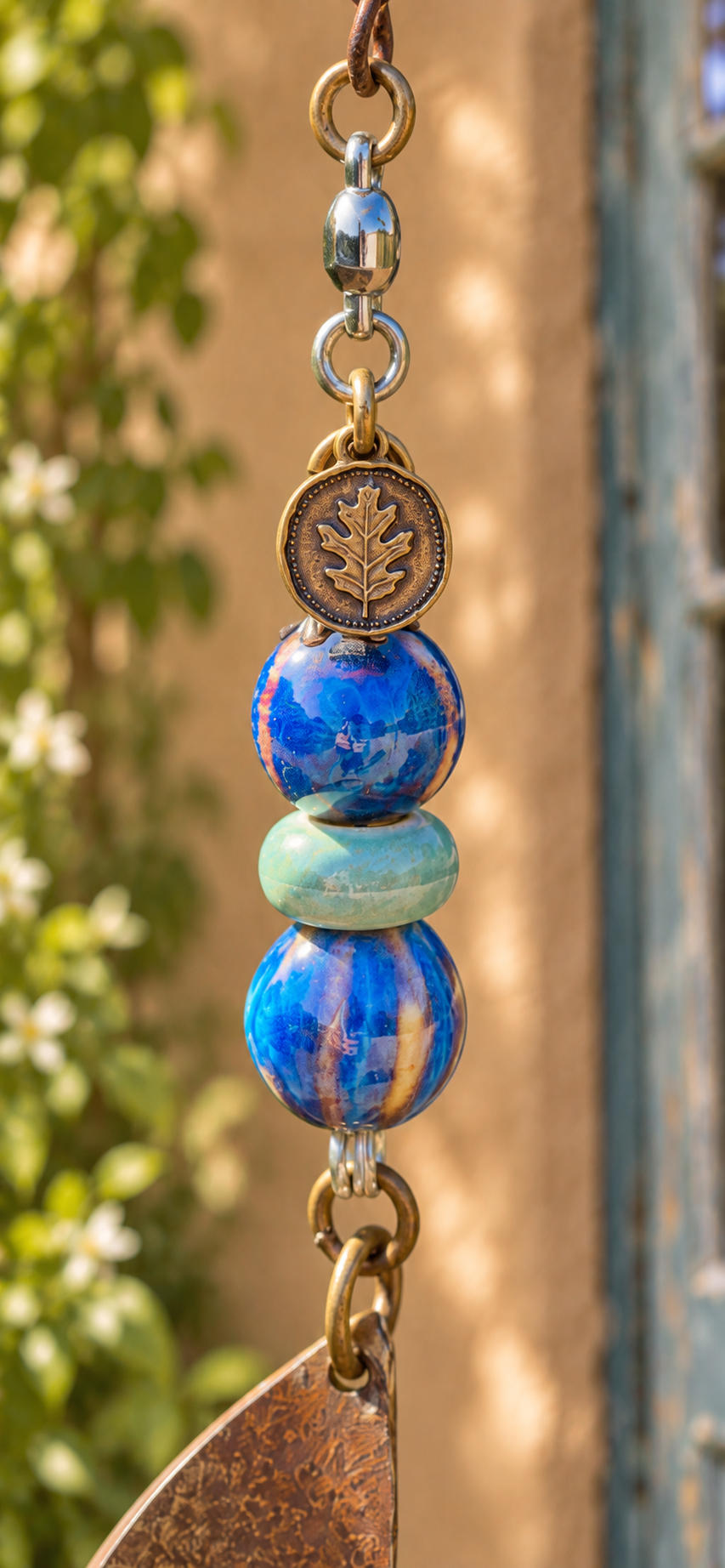 Twisted Peace Garden Hanger – Blue Ceramic Beads