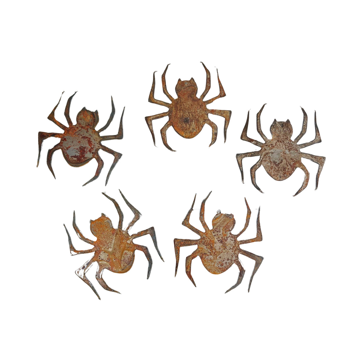 Set of 5 Rusted Metal Spider Cutouts – Clearance