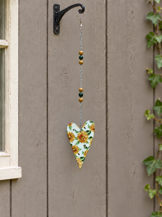 Sunflowers & Bees Garden Heart