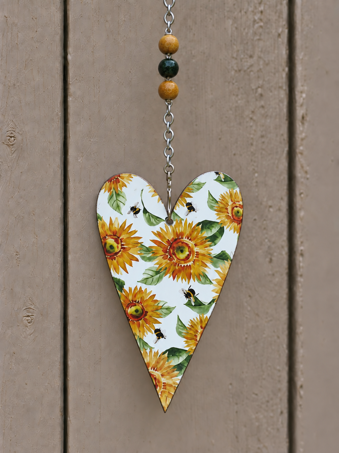 Sunflowers & Bees Garden Heart