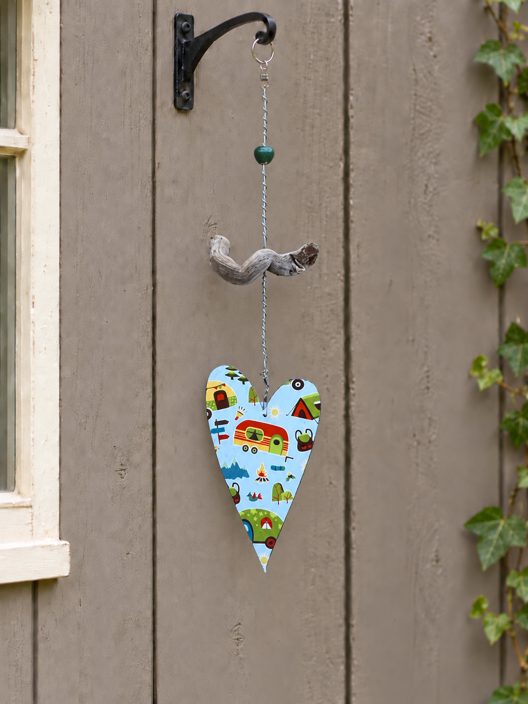 Camping Garden Heart with Driftwood