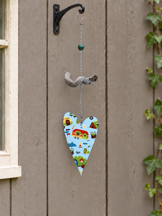 Camping Garden Heart with Driftwood