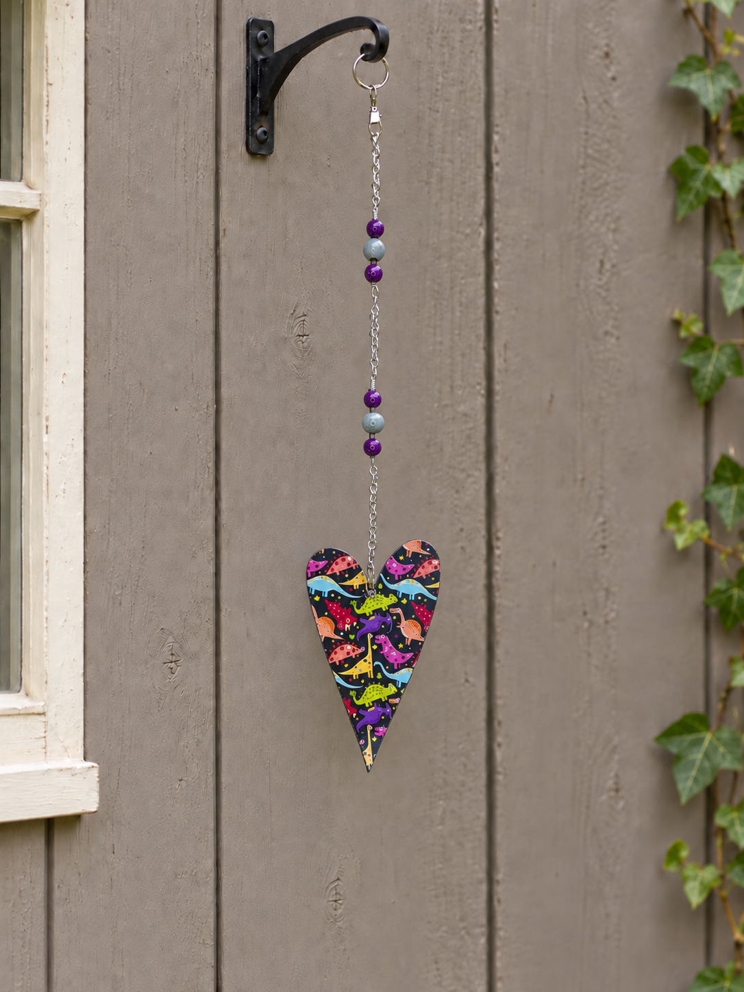 Colorful Dinosaur Garden Heart