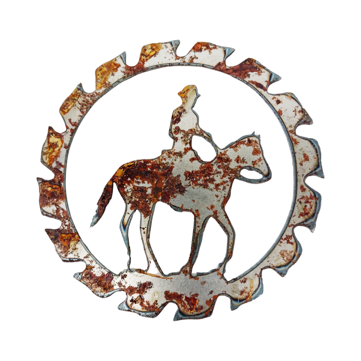 Horse and Rider Rusted Metal Cutouts – Set of 4
