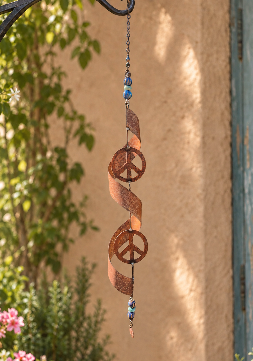 Twisted Peace Garden Hanger – Blue Ceramic Beads